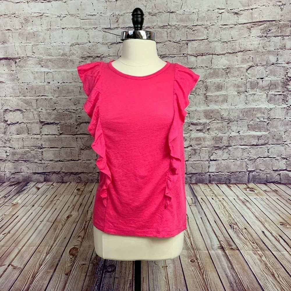 J. Crew Pink Linen Sleeveless Top